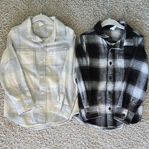 GAP Kids Plaid Button Down Shirts - White and Black